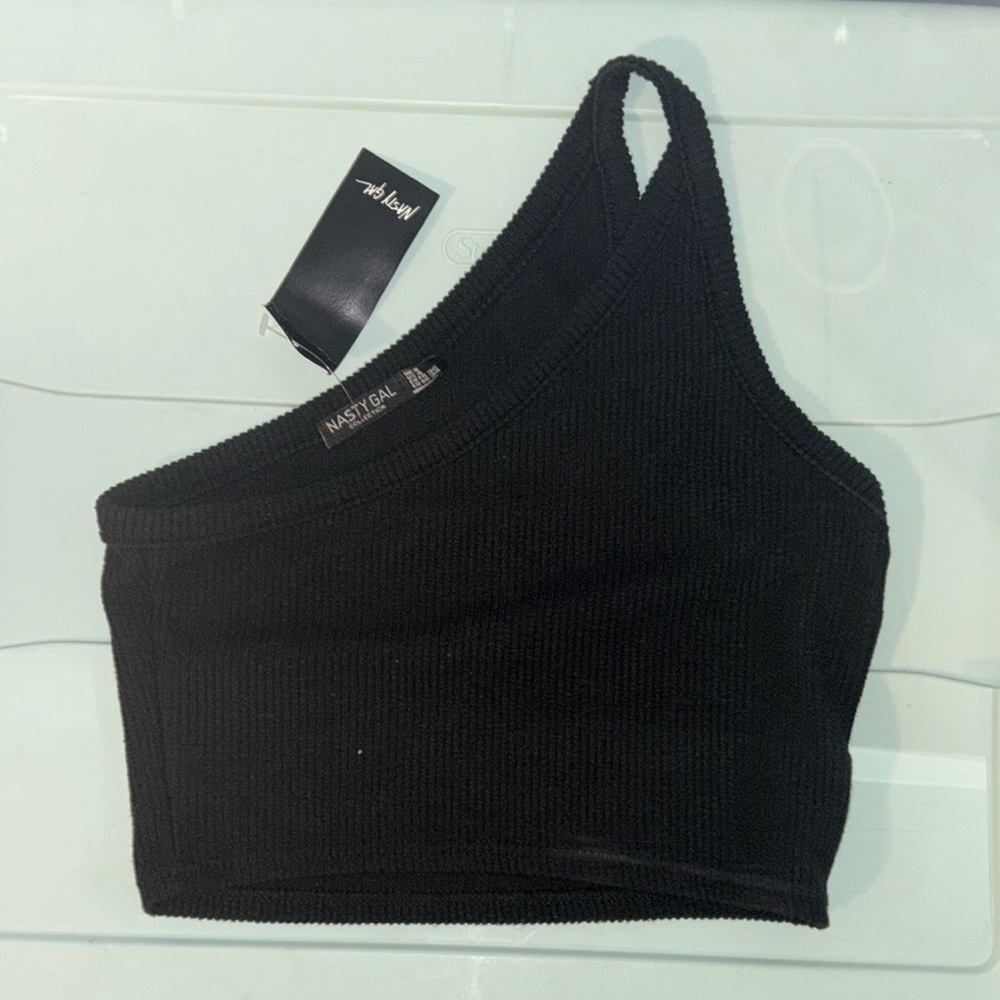 Nasty Gal Black One-Shoulder Top NWT